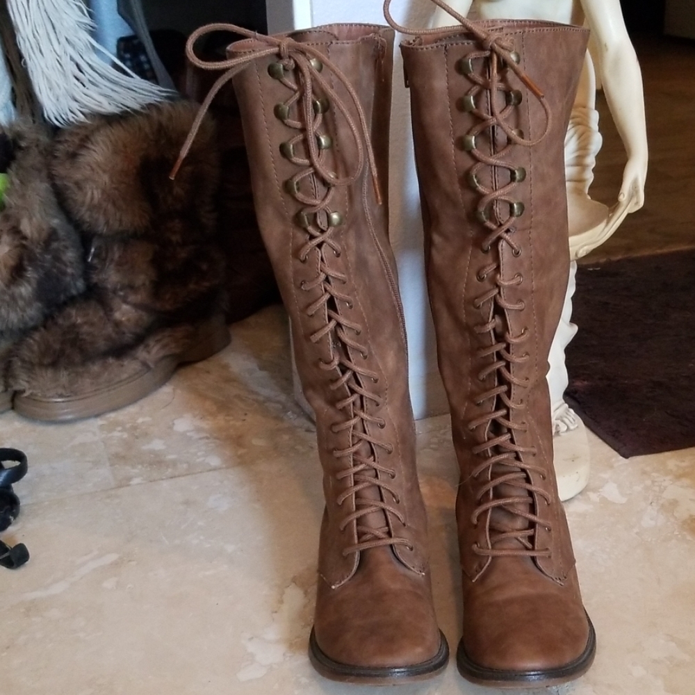 Brown Knee High Riding Boots.
